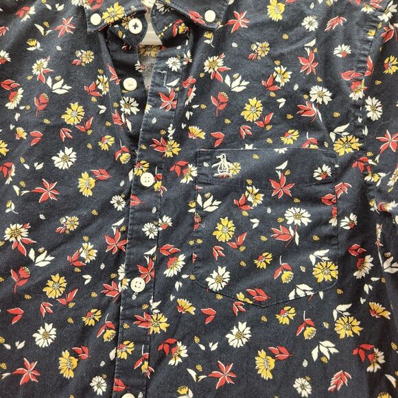 Penguin small blue floral long sleeve button up blouse - Picture 2 of 8